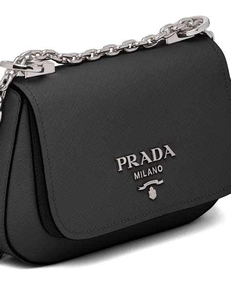 prada saffiano cuir+c|Black Saffiano Leather Shoulder Bag .